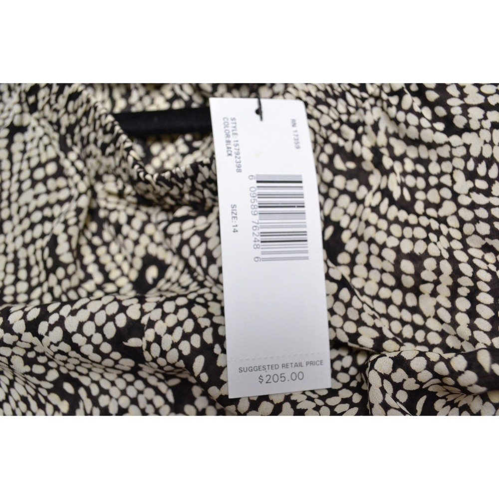 Vintage Linda Allard Ellen Tracy Silk Work Pant Set 14 Black Cream Geometric New - Picture 5 of 10
